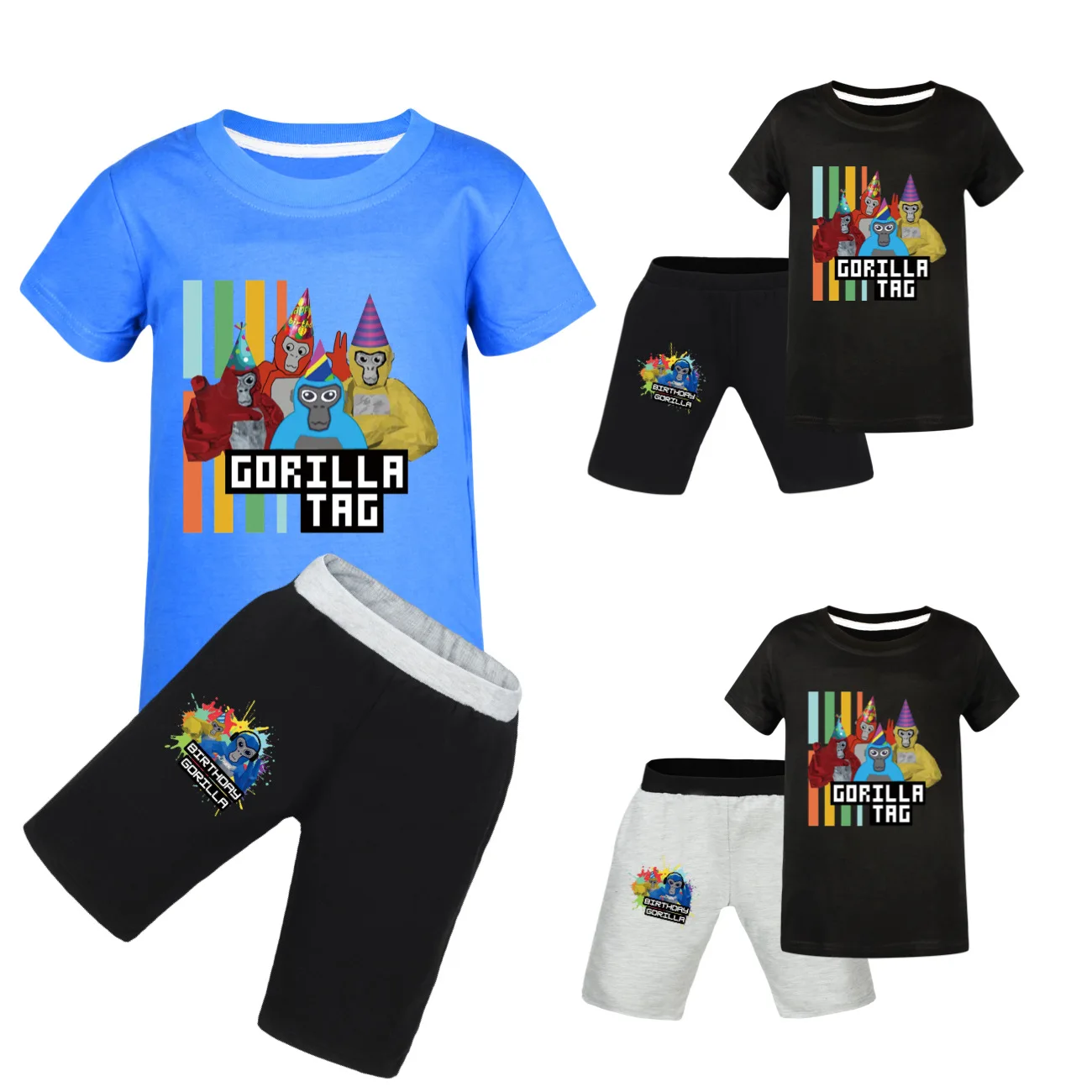 

Gorilla Tag T Shirt Kids Summer Short Sleeve T-shirts Shorts 2pcs Sets Boys Cartoon Monke Clothes Toddler Girls Casual Sportwear