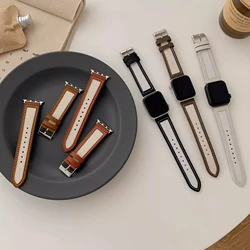 Leather Strap for Apple Watch Band 45mm 41mm 44mm 40mm 42mm 38mm Canvas Wristband iWatch Series 7 6 5 4 3 2 SE 8 Ultra 49mm Belt