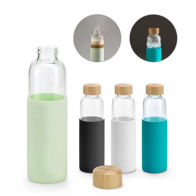 Sophisticated Modern Bamboo Ecological Lid Glass Bottle Squeeze Water Bottle