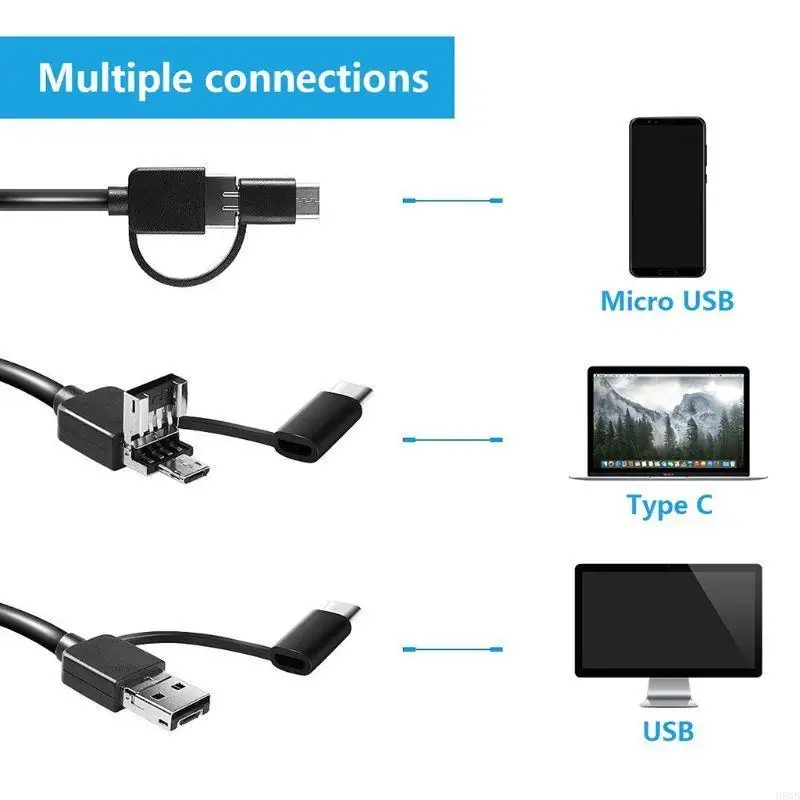 H58b Microscope Accessories 3in1 USB Type-C Micro-USB 1000X Microscope 1080p 2mp