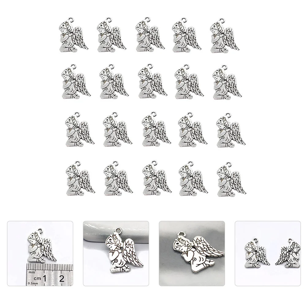 

50pcs Angel Pendants Pretty Necklace Jewelry Supplies prayer angel pendant alloy silver color little girl pendant