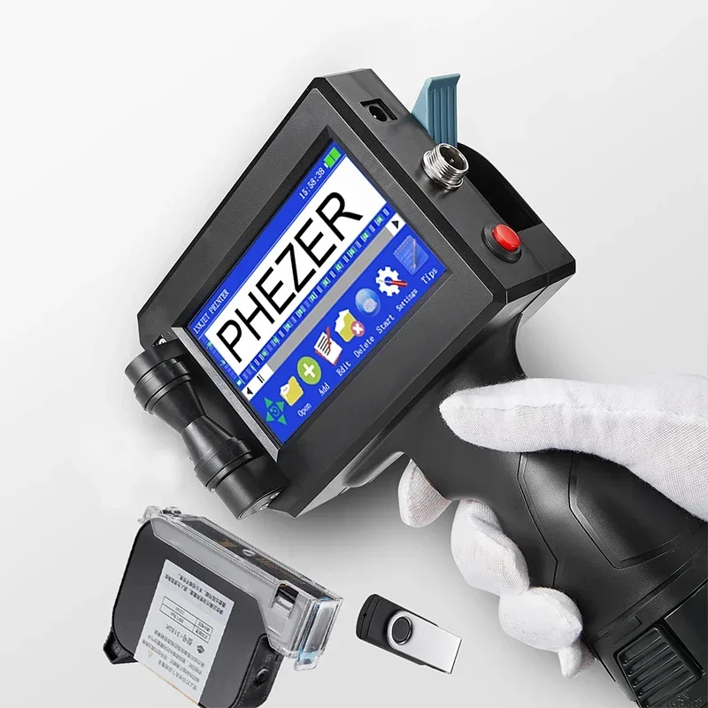 Imagem -03 - Phezer-impressora a Jato de Tinta Portátil Portátil 28 Idiomas Barra qr Código Data Número Logotipo Data de Validade Etiqueta P15 12.7 mm