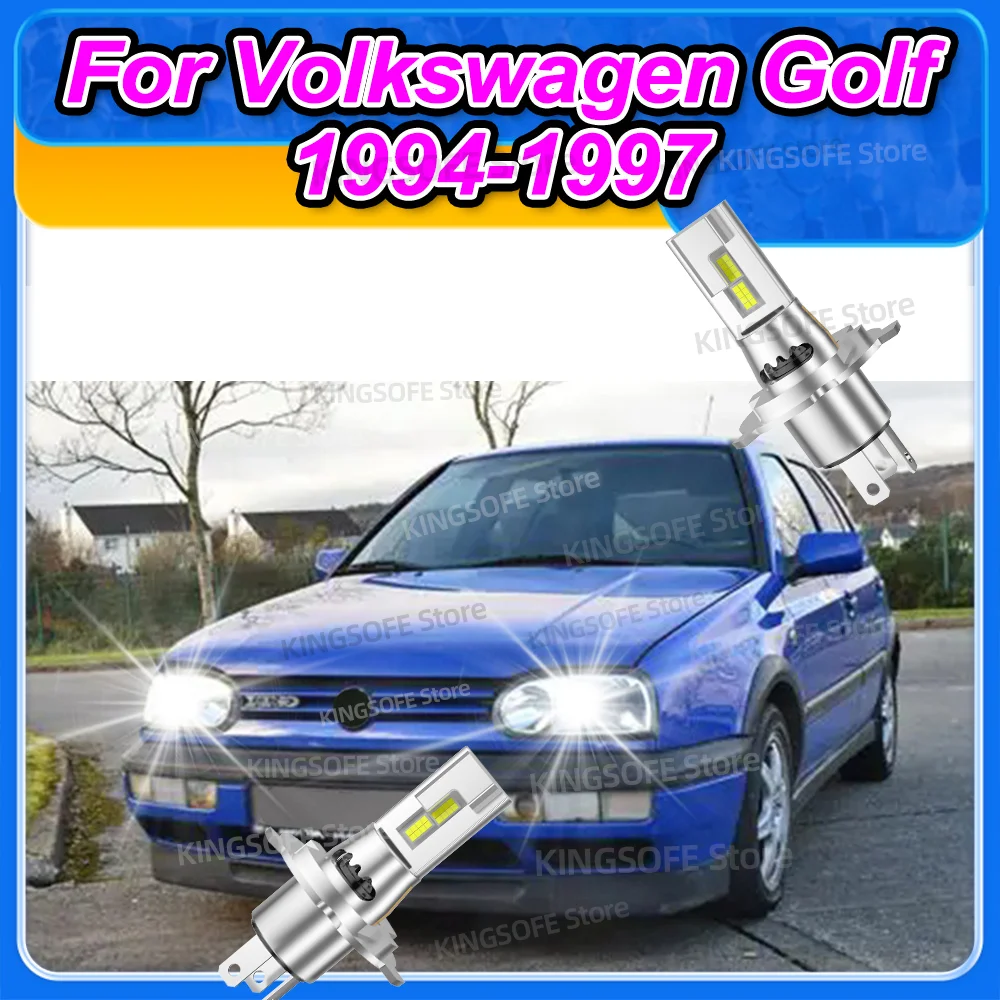 

2 шт. светодиодные лампы для фар, миниатюрные, 50000 лм, улучшенные автомобильные лампы с вентилятором для Volkswagen Golf 1994-1997