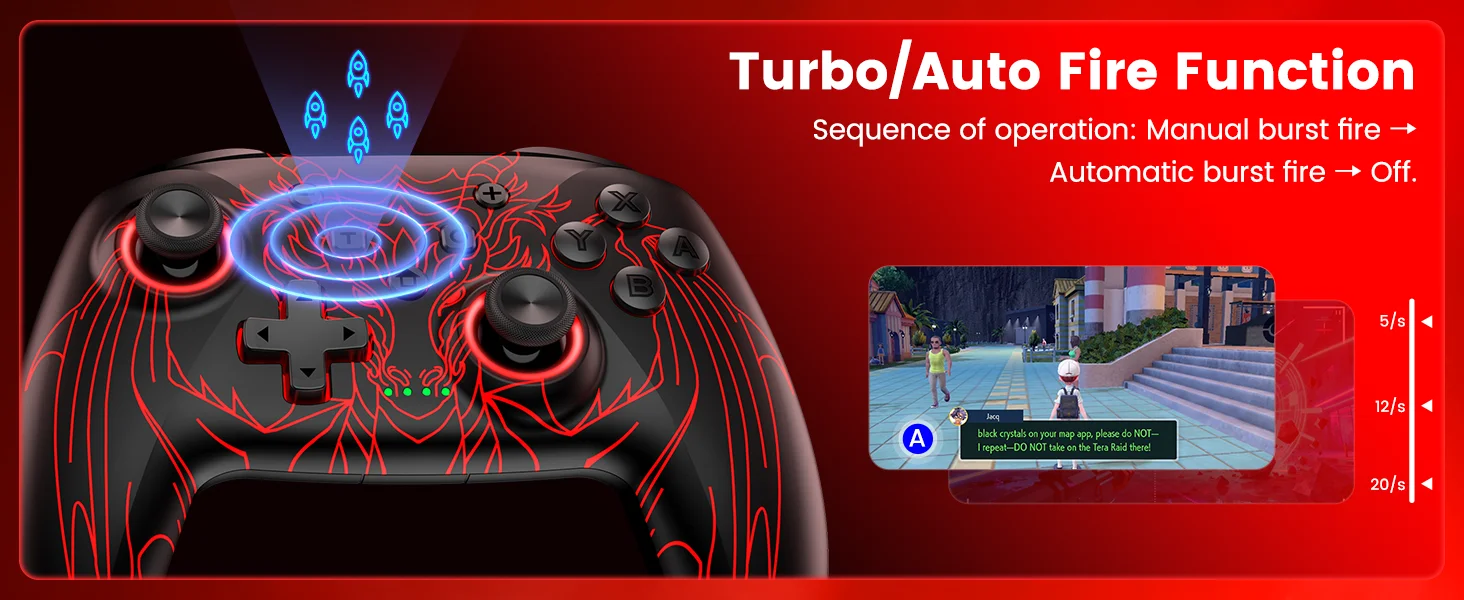 Dinofire Wireless Bluetooth RGB Controller for Nintendo Switch/Switch OLED/Lite Mobile Wired PC Gamepad Multi-Function Joystick