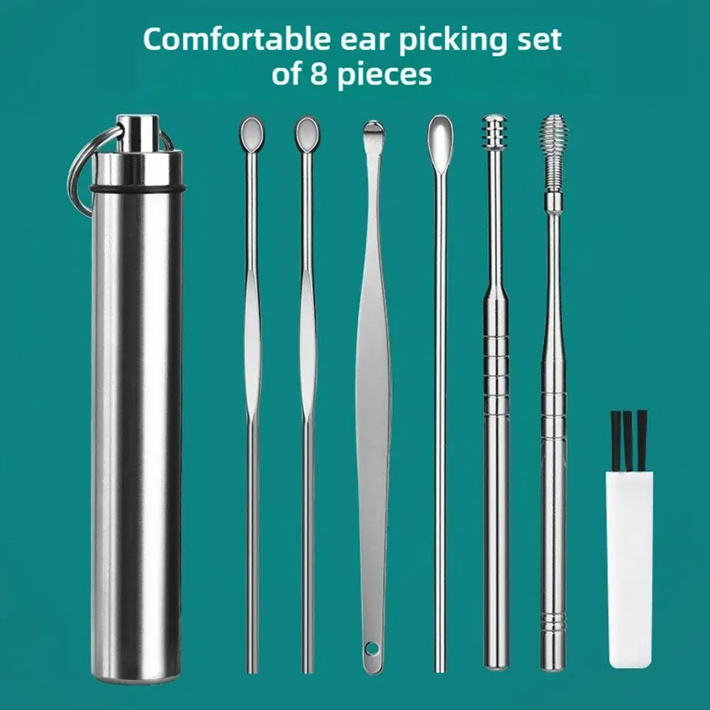 6-Piece Stainless Steel Earpick Set, Ear Cleaning Tool, Portable Set With Storage Box, Suitable For Family And Trave D2G3