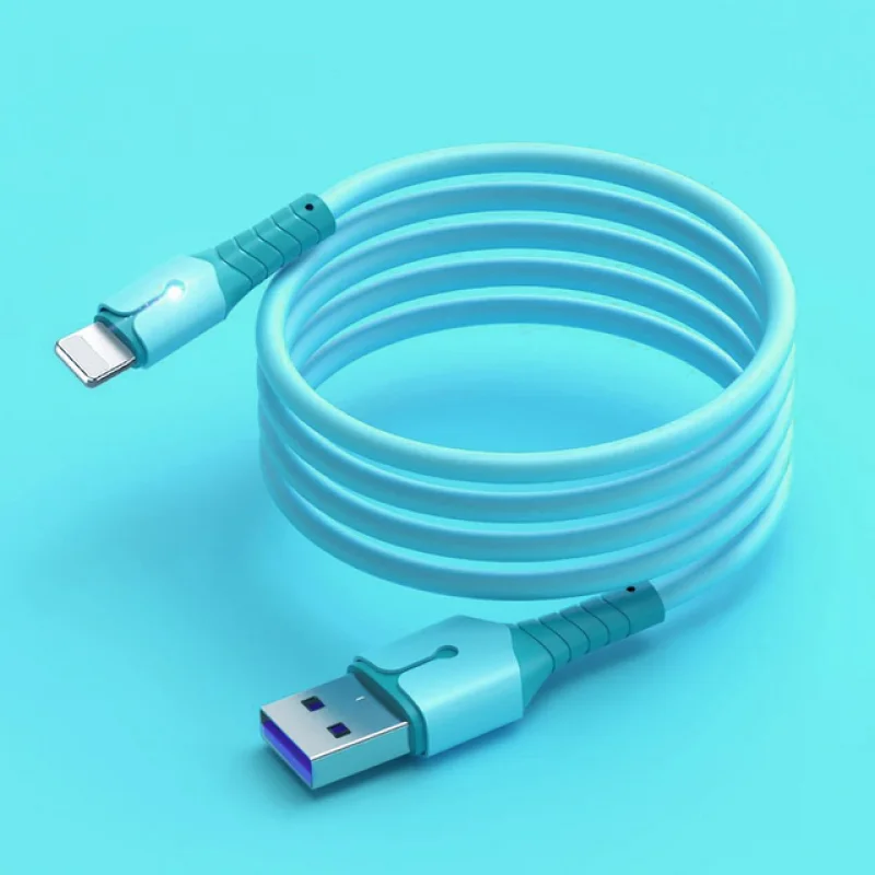 5A Fast Charging Cable USB C Liquid Silicone with Light Data Cable for iphone 13 12 Mini Pro Max XR X Mobile Phone Accessories