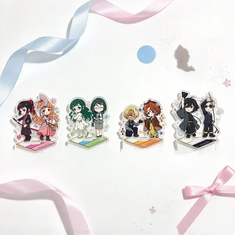 4PCS Anime Agents of the Four Seasons: Dance of Sprin 10CM Acrylic Stand Figure Keychain Hinagiku Kayo Bedroom Bookshelf Decor