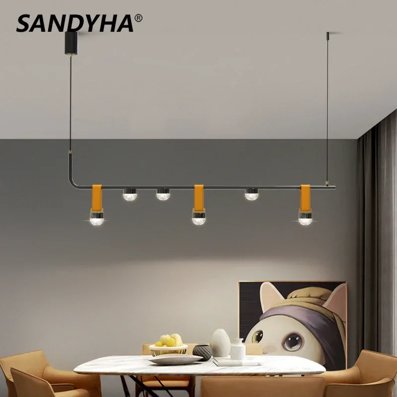 

SANDYHA Nordic Minimalist Strip Chandelier Colgante Techo Led living Dining Room Home Decor Lustres De Plafond Pendant Light