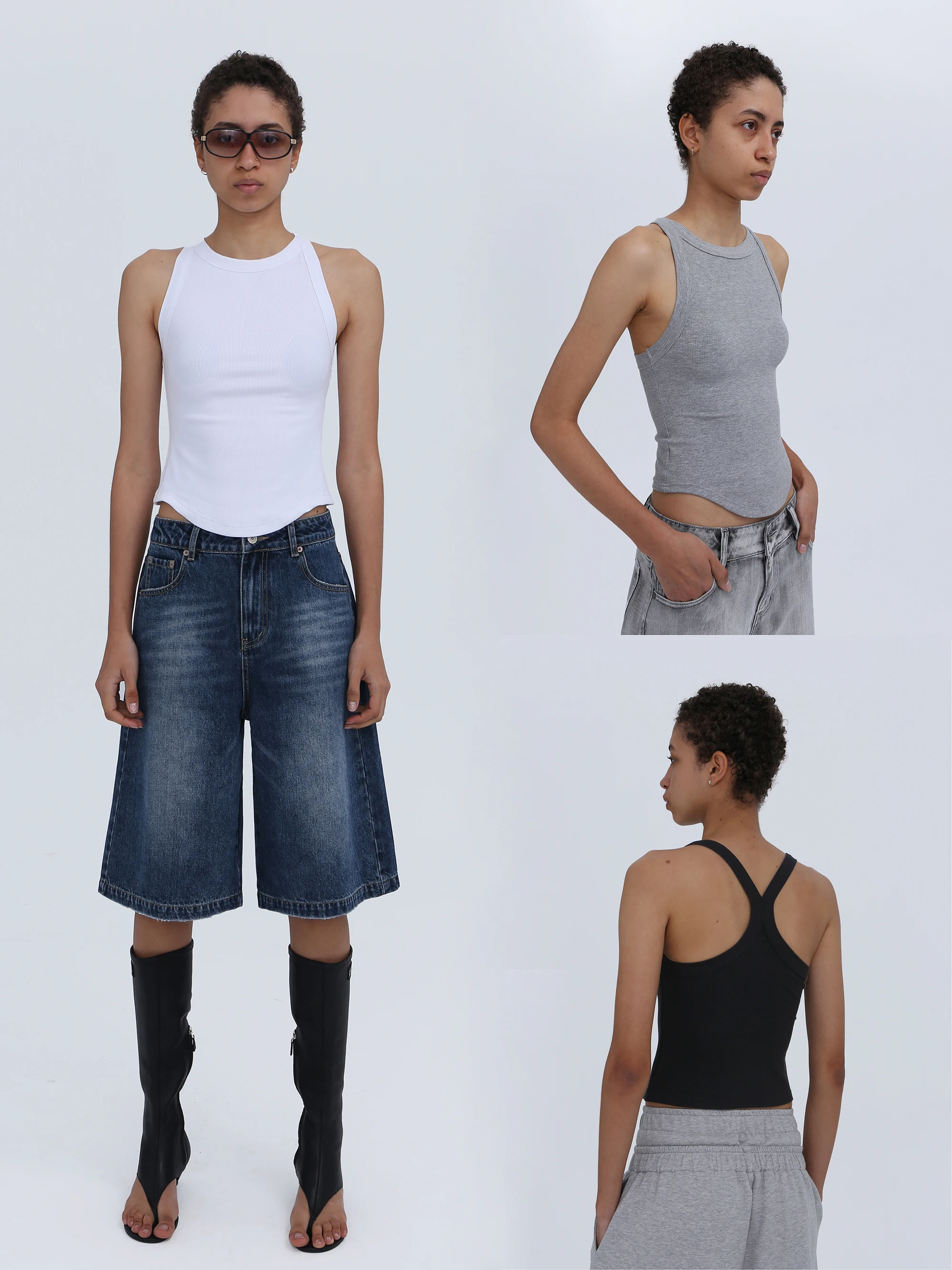 

Женский модный летний эластичный облегающий топ-бюстье Command N Bla White 2023 для повседневной носки, цельный, без рукавов