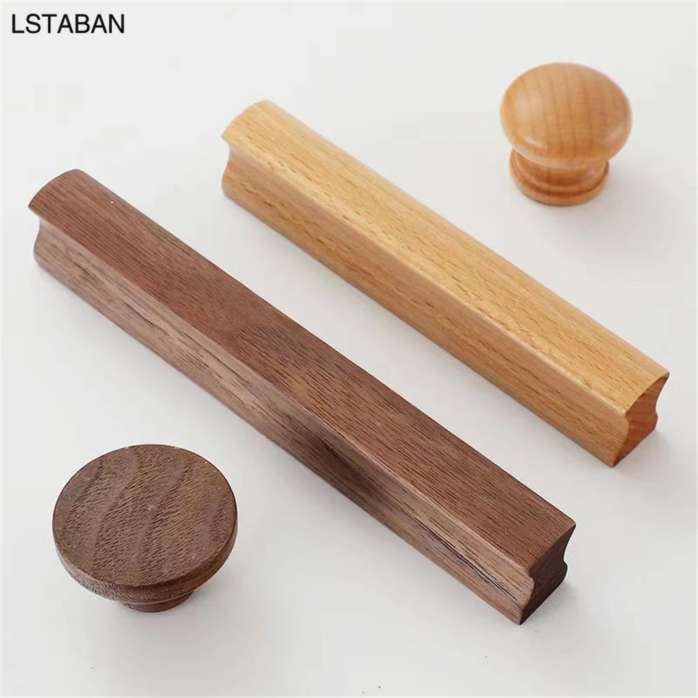 Walnut Wooden Furniture Handle Drawer Knobs Kitchen Cabinets Pulls Long Handles Cabinets and Drawers Dresser Knobs Wardrobe Pull