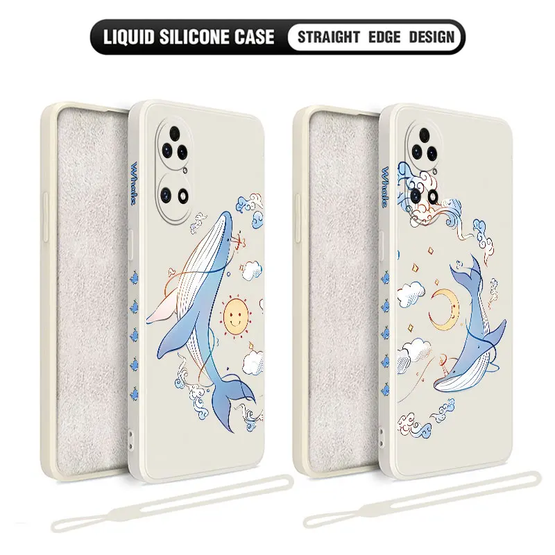 Fantasy Whale Phone Case For Huawei P50 P40 P30 P20 Nova 10 10SE 9 9SE Mate 40 30 20 Pro Lite P Smart 2021 Y7A Cover