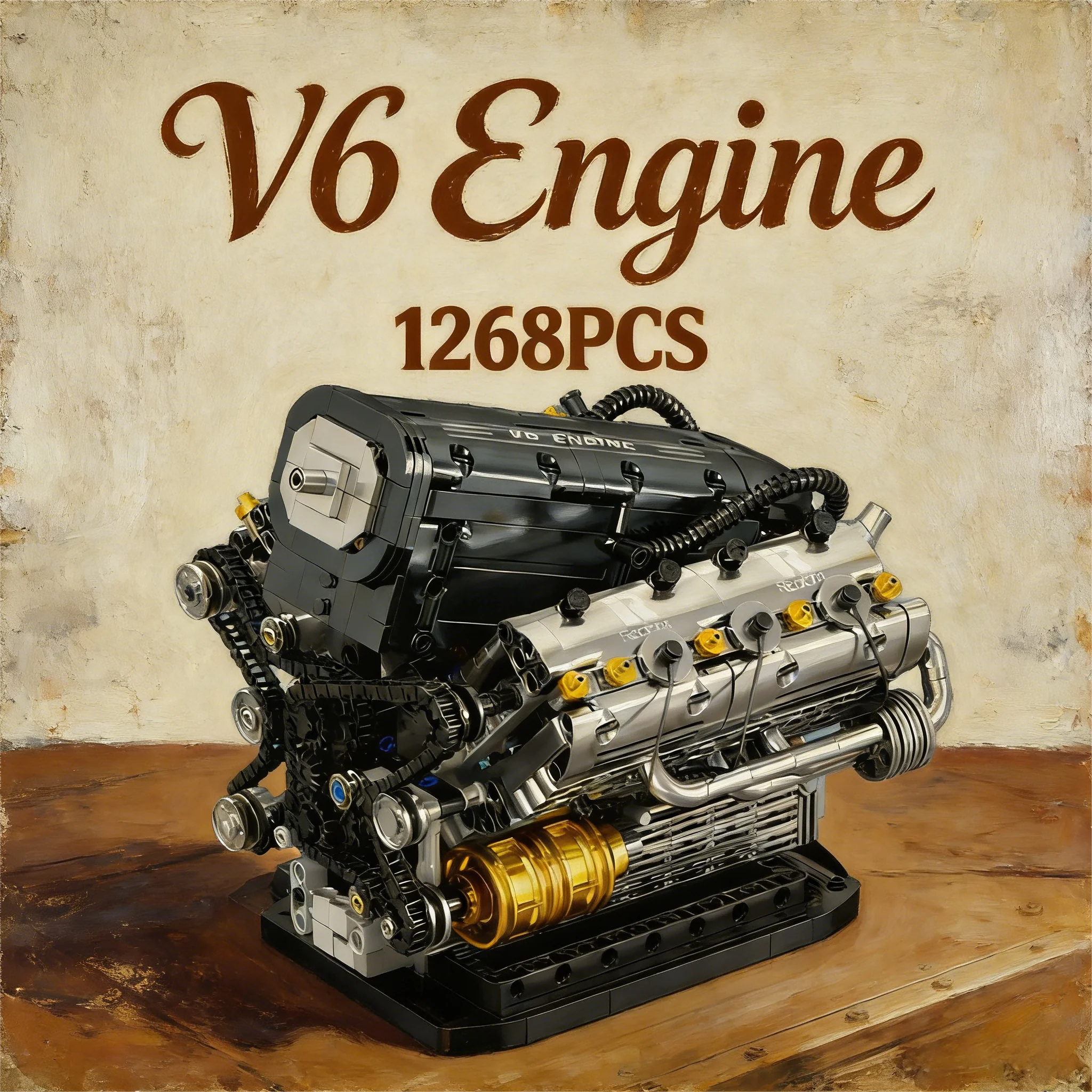 

Набор строительных блоков MOC V6 Engine (1268 деталей) с мотором, технический конструктор, развивающая механическая модель, креативный подарок для детей и взрослых