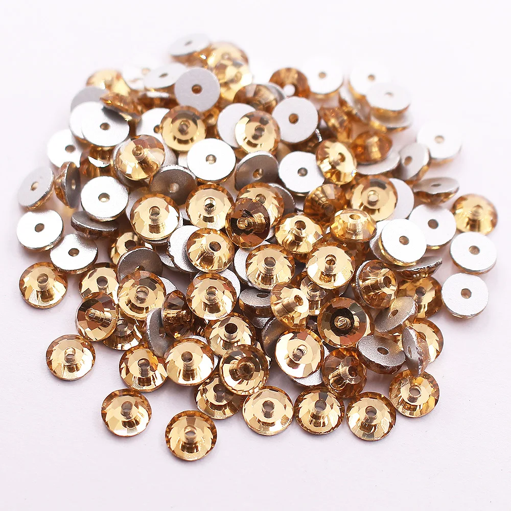 3mm-6mm 100 stücke Flatback Mittleren Loch Nähen Strass Shiny Kristalle Strass Perlen Nähen Auf Strass für kleidung Stoff Edelsteine – Detail 9