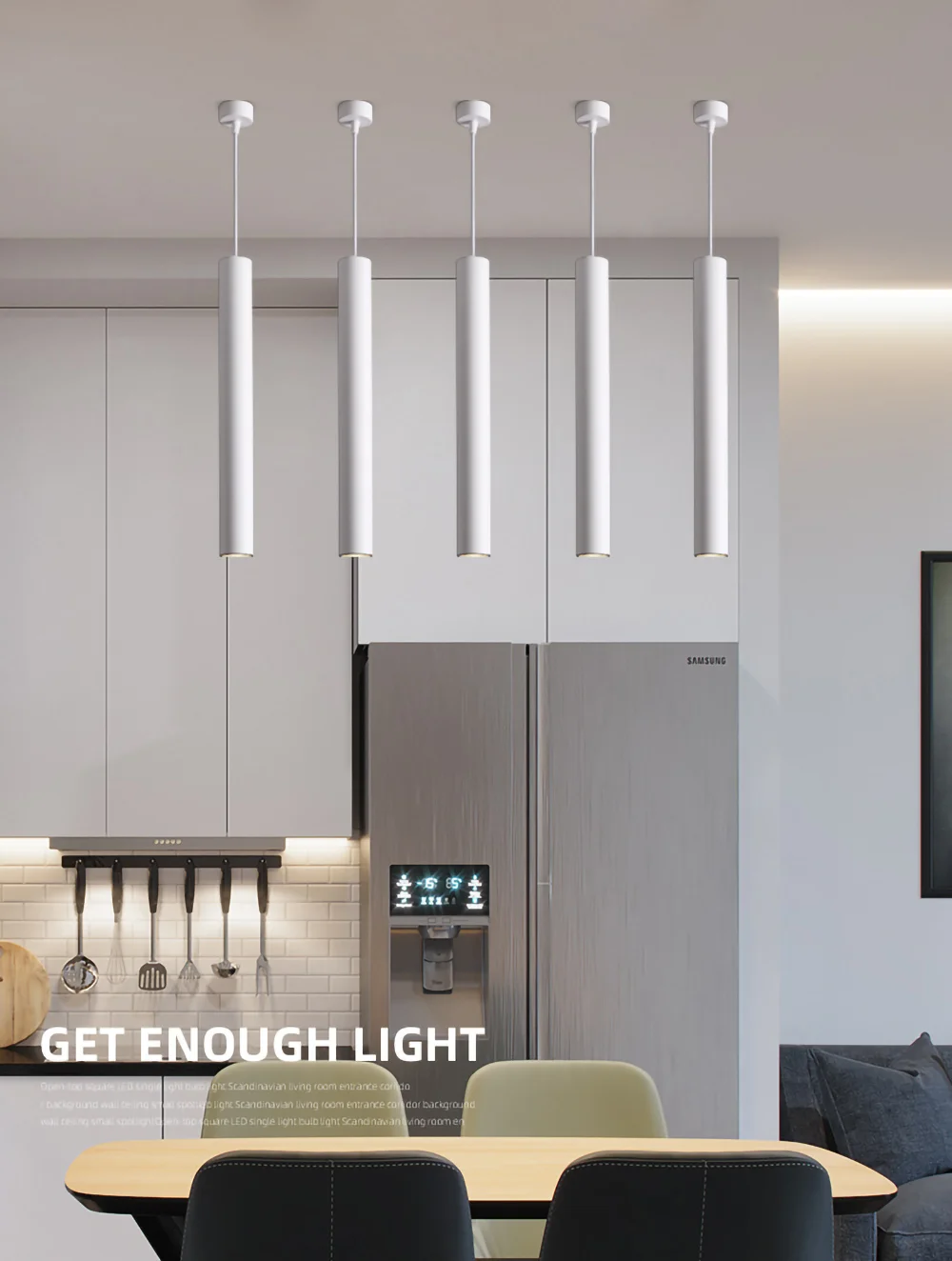 Modern LED Pendant Long Tube Black White Rose Golden Ceiling Replaceable GU10 Island Bar Counte Shop Room Kitchen Fixtures Lamp