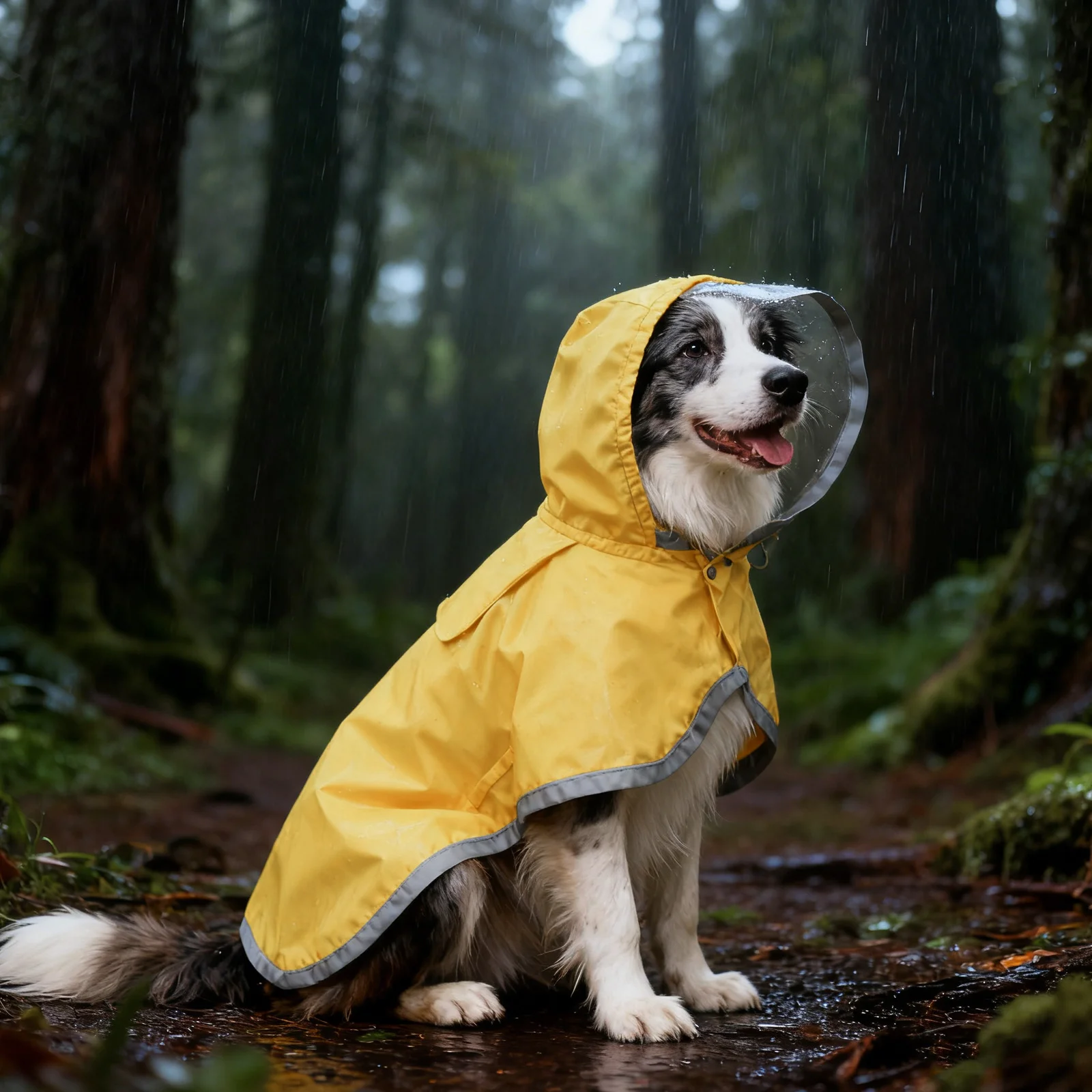 

Yellow Waterproof Dog Raincoat Hood Reflective Strip Adjustable Rain Poncho Leash Hole Rainwear Medium Large Dogs Night Walking