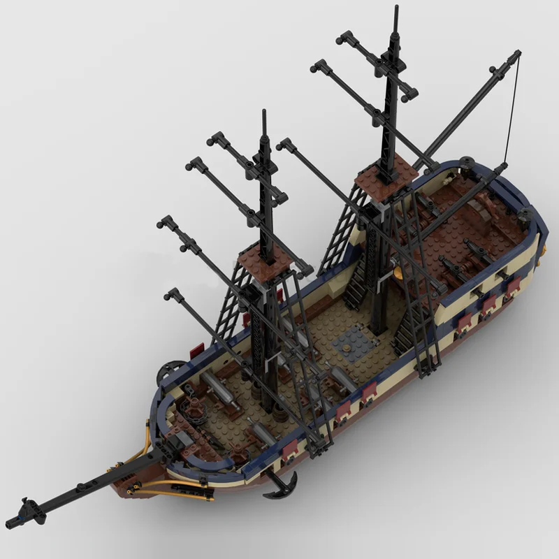 1002Pcs Moc European Medieval Pirates Series Hms Interceptor Warship Creative Ideas Imperial Flagship Toy Gift Building Blocks