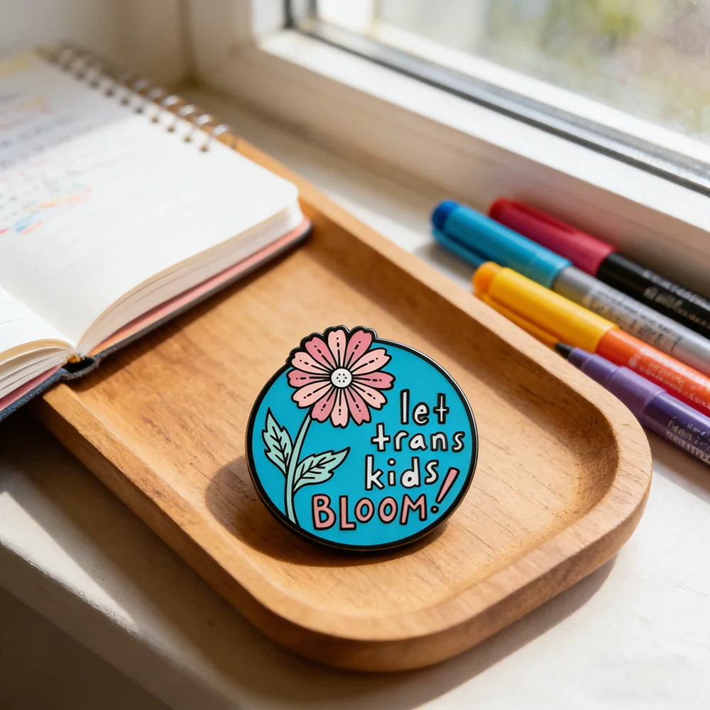 

Металлическая брошь «Дайте детям расцвести» — синий значок «Цветущий цветок», креативный аксессуар, подарок