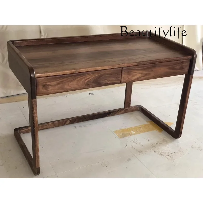 Q High-end beauty dresser North American black walnut makeup table mirror new Chinese modern simple dresser