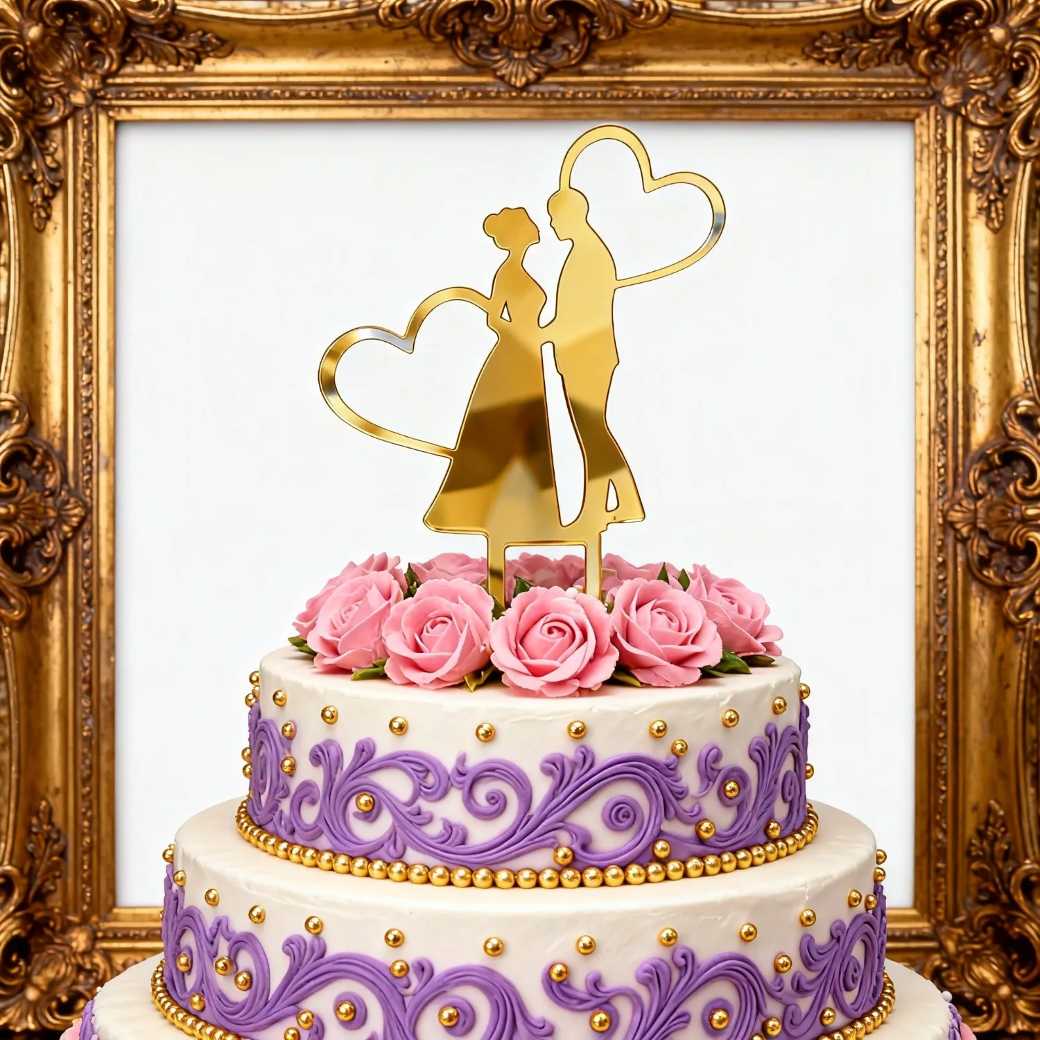1 Stück Acryl-Paar-Kuchenaufsatz für Hochzeitstag, Valentinstag, Hochzeitsdekoration - Kuchendekoration mit Herz-Design – Detail 3