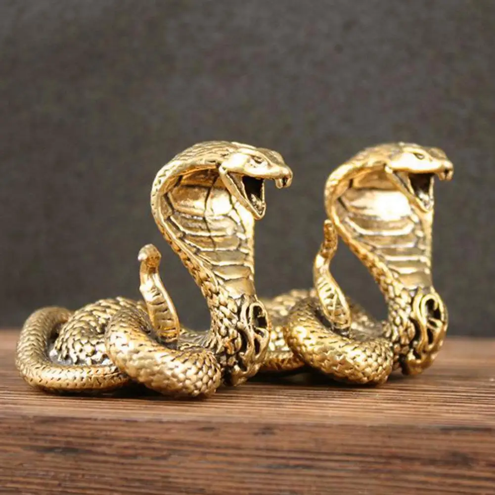 Brass Snake Figurine Retro Snake Statue Detailed Scales Snakes Sculpture Tabletop Mini Snake Ornament Gift Home Decorations