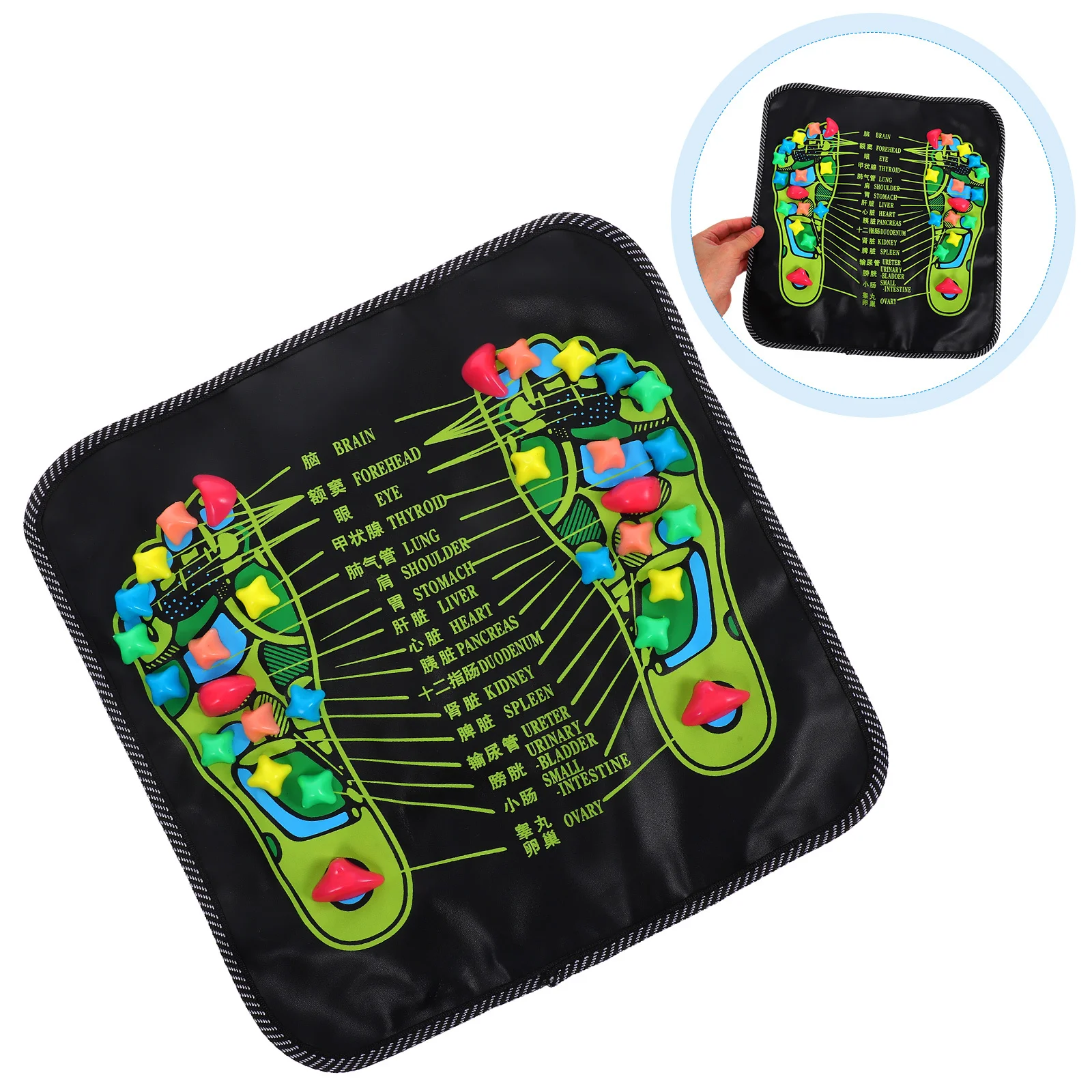 

Foot Massage Mat Pp Plastic Reflexology Pad Pain Relief Durable Black Leg Massager Stone Walk Mat For Indoor Outdoor Use