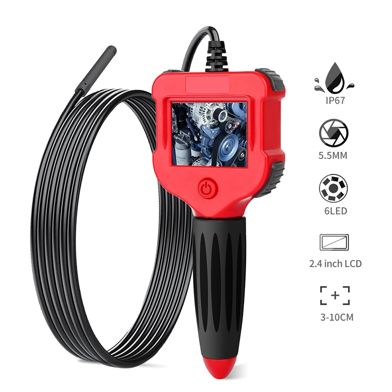 

DDCAMERA Industrial Endoscope 2.4 Inch Camera Handheld Borescope IP67 Waterproof 5.5mm Pipe Snake Camera for Inspection