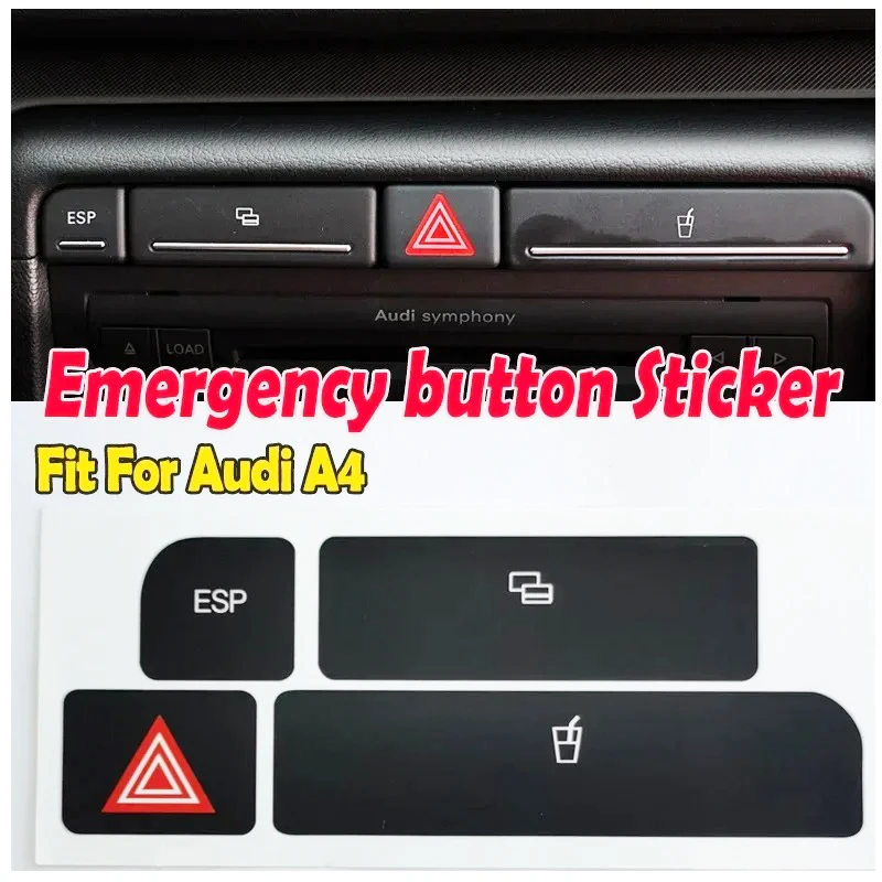 Car Cup Holder ESP Emergency Stickers Decals Repair Worn Button Knob Switch Fits For Audi A4 Automobile Interior Decoration