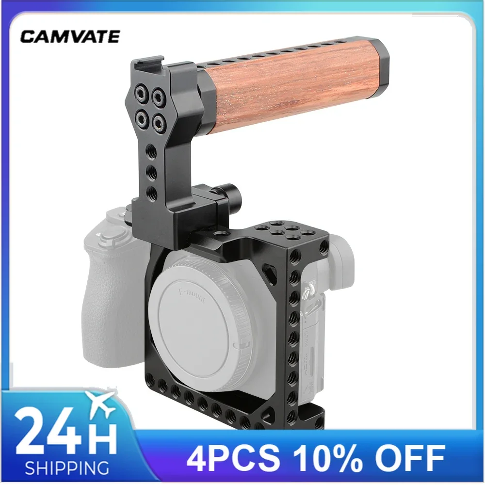 Camovate-小型カメラケージリグ、ナートップウッドハンドル、sony a6000、a6300、a6400、a6500、a6600、canon powershot gシリーズ