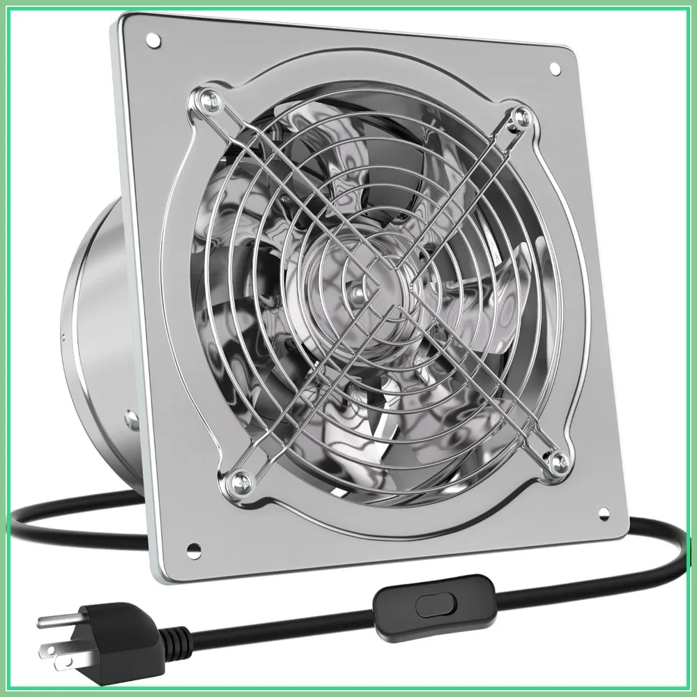 

8 Inch Kitchen Exhaust Fan, 576CFM Wall Mounted Ventilation Fan with Backdraft Damper for Garage Basement Home Office