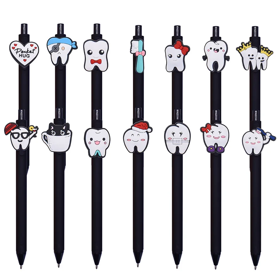 12 Pcs New Cartoon Tooth Ball Pen Student Personalized DIY Cute Ballpoint Pen Writing Supplies