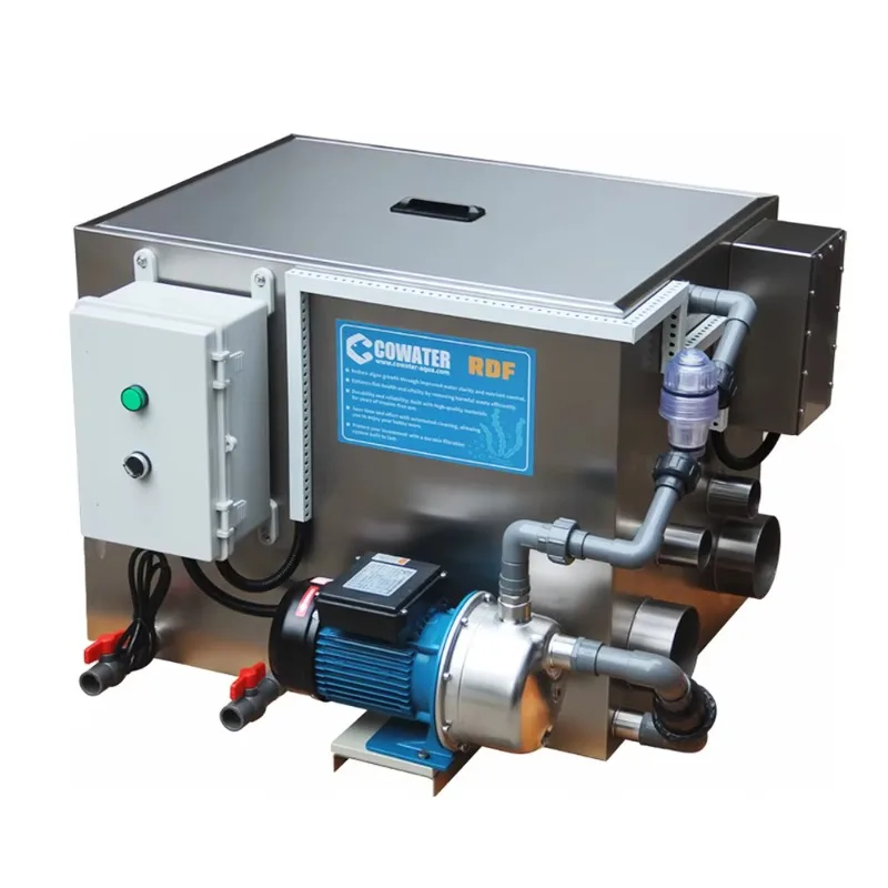 

Cowater 30000 Liter/hour Stainless Steel Rotary Drum Filter for Aquaculture Fish Farm Free Maintenance Motor Core for Koi Pond