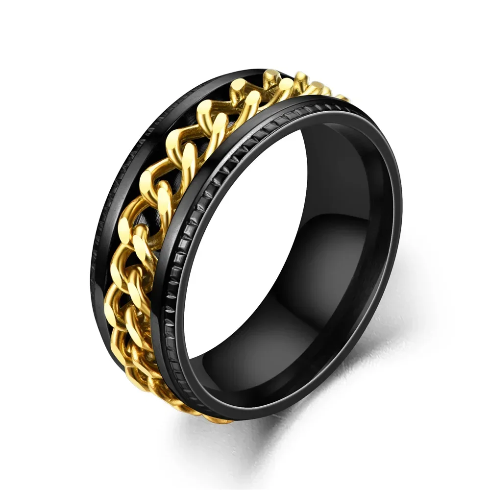 Mode Roestvrij Staal Draaibare Ketting Ringen Voor Mannen Punk Spinner Chain Draaibare Ring Vrouwen Party Titanium Stalen Sieraden Gift