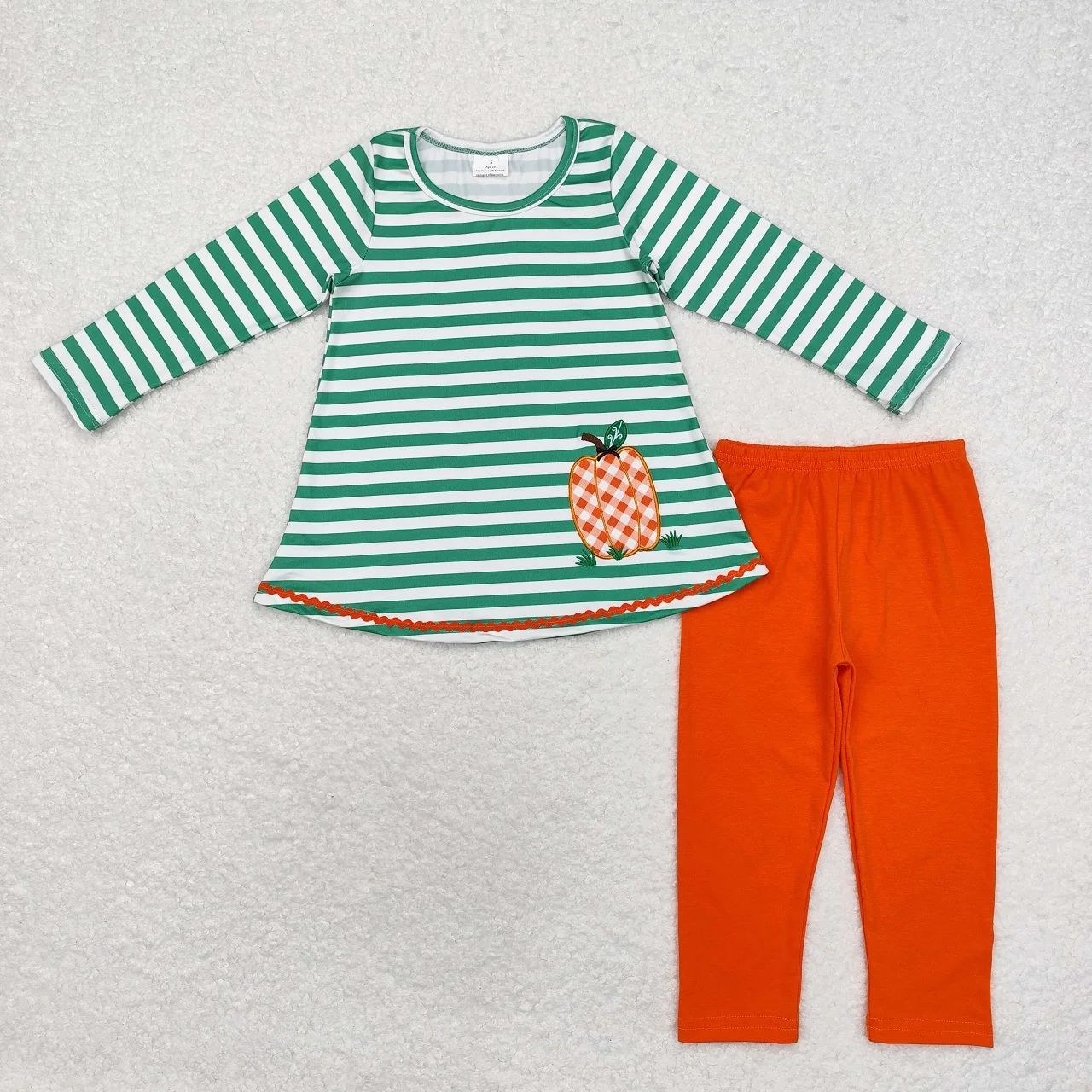 

Wholesale Baby Girl Stripes Long Sleeves Embroidery Pumpkin Infant Children Cotton Pants Set Kids Toddler Thanksgiving Outfit