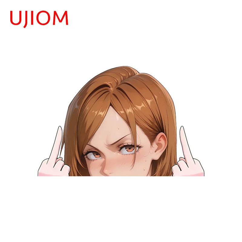 UJIOM Kugisaki Nobara Peek Wall Sticker Cute Anime Waifu Give The Middle Finger Up Vinly Decal Wallpaper Home Decoration