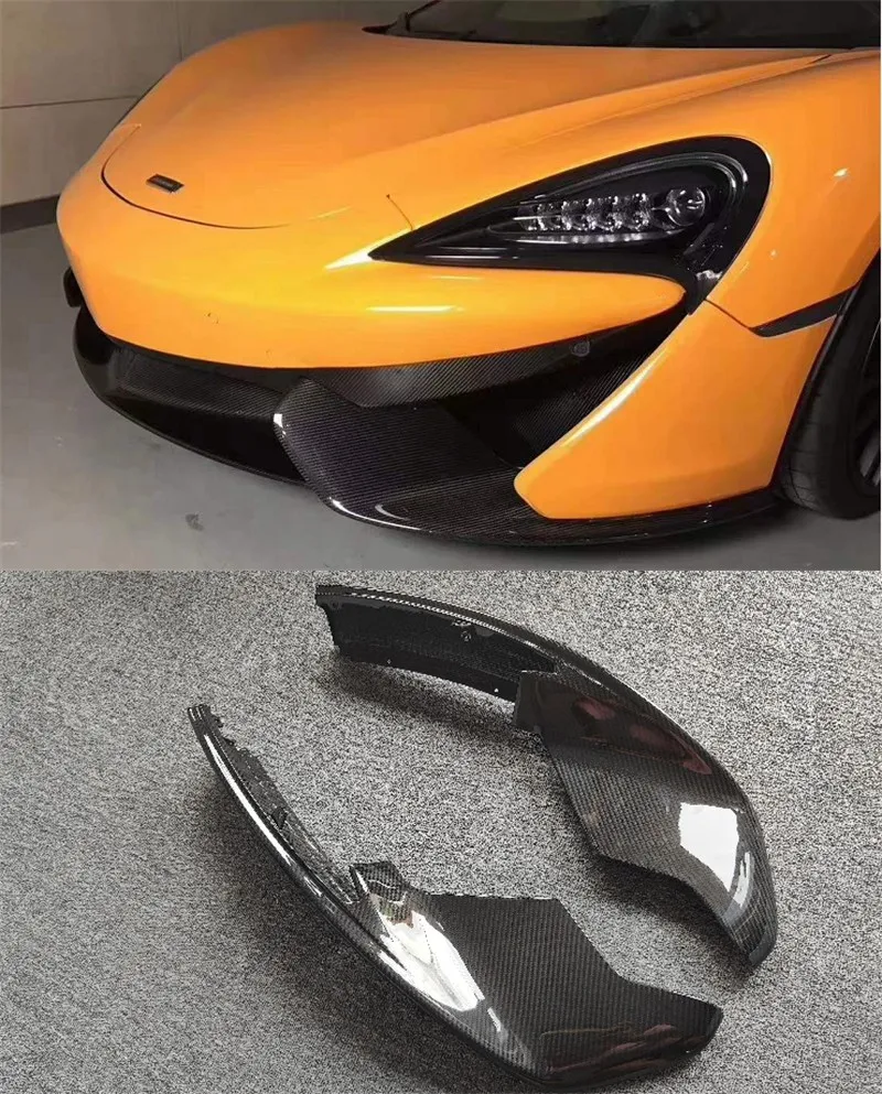 

Для Mclaren 540C 570S 570GT 2011 + OEM Стиль Высокое качество Настоящее углеродное волокно для автомобиля передний бампер разветвители боковой ветер нож фартуки