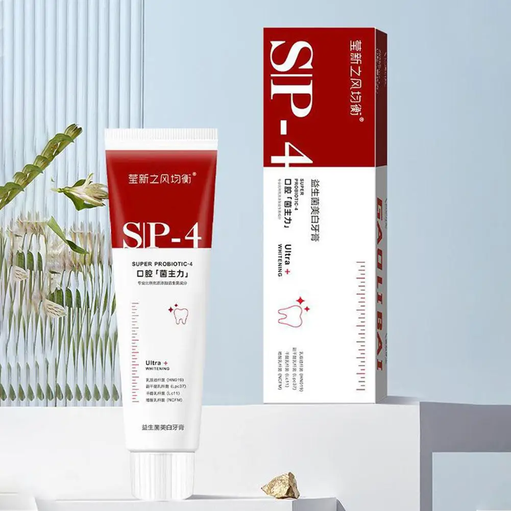 Пробиотическая зубная паста Sp-4, отбеливание, удаление пятен налета, гигиена дыхания, отбеливатель полости рта, инструменты для чистки зубов, 100 г зубов N8q0