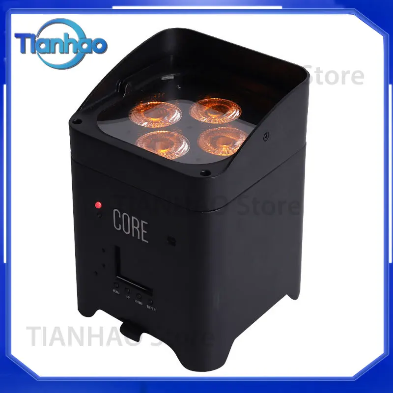4X18W UV 6-in-1 DMX512 LED Par Light with Smartphone Control Battery Powered Uplights for Wedding Events PowerCON IN & OUT