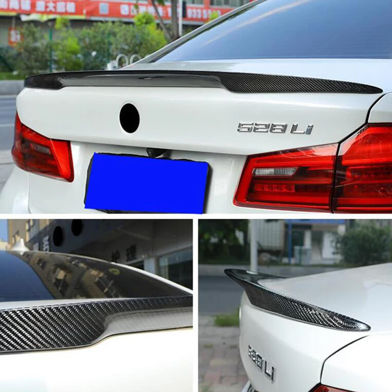 For Real Carbon Fiber Spoiler Wing BMW 5 Series G30 Sedan CAR Trunk Black Rear Lip BMW5 520i 528i 550i P STYLE Tail FIN 2018-UP