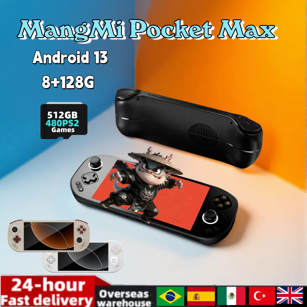 

MANGMI Pocket Max Handheld Game Console 7" OLED 144Hz Screen SD865 8GB RAM 128GB ROM 8000mAh Android 13 Gaming Player PSP PS2