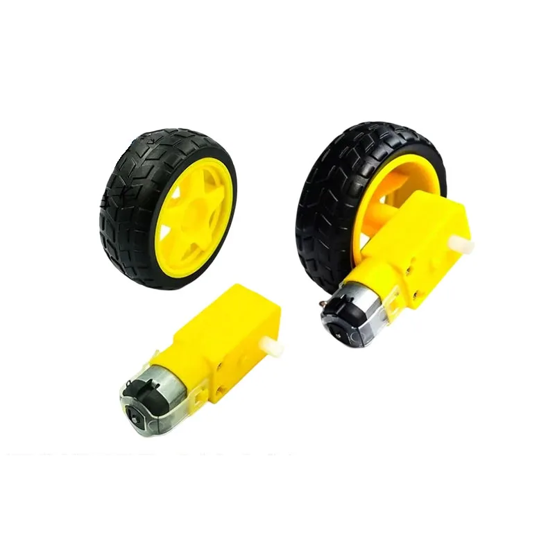 TT Gear Motor With Rubber Tire Wheel 3-12V DC Dual Shaft Gear Motor For Arduino Motor Smart Robot Car