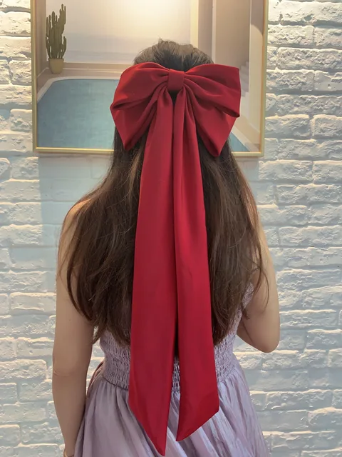Nowa moda Satynowa spinka do włosów z kokardą Eleganckie spinki do włosów dla dziewczynek w jednolitym kolorze Klips do kucyka Streamer Nakrycia głowy Akcesoria do włosów