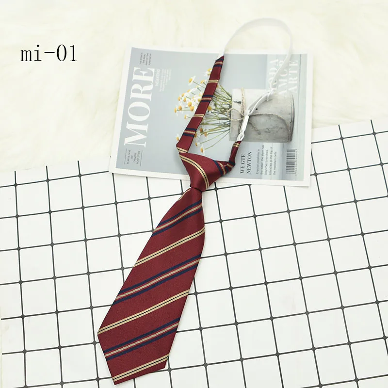 7*22 Korean Japanese Fashion Gray Checkered Pre-Tied Neck Tie JK Girl School Uniform Necktie Student Bowtie Neckwear