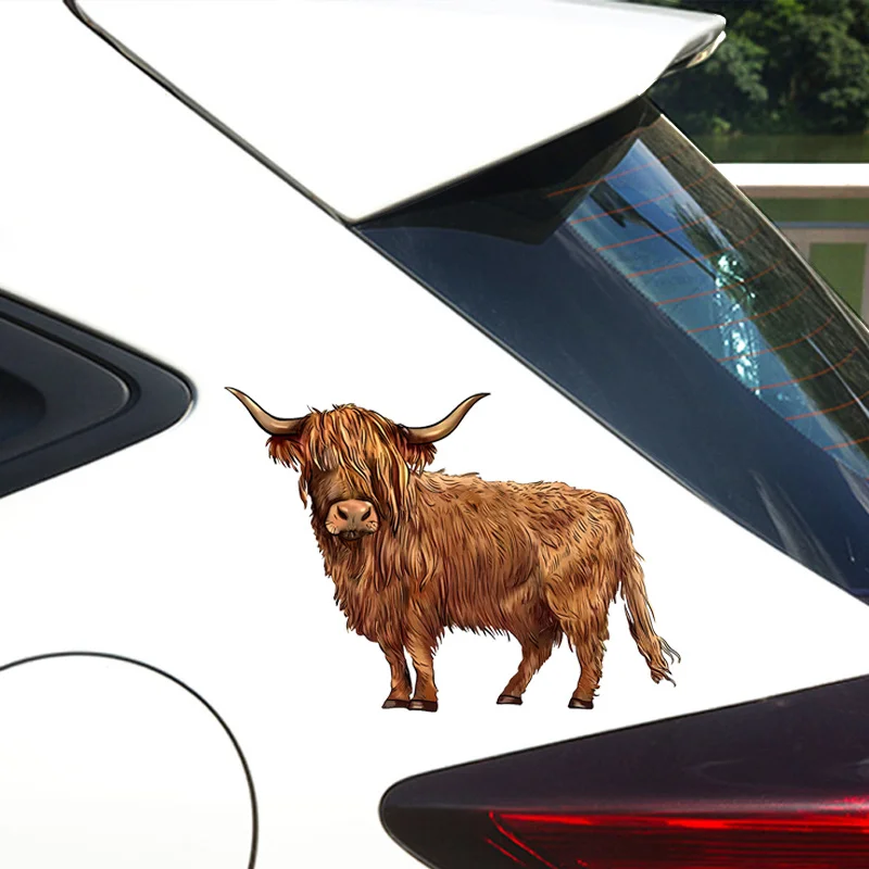 

1pc 2D Flat Scottish Highland Cow Vinyl Sticker Waterproof Creative Decal for Motorcycle Car Laptop Wall Window Bumper