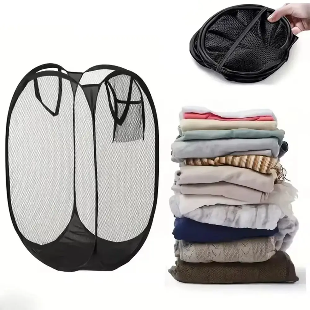 

Portable Foldable Dirty Clothes Basket Breathable Mesh Clothes Storage Basket Large Capacity Easy Storage Laundry Basket