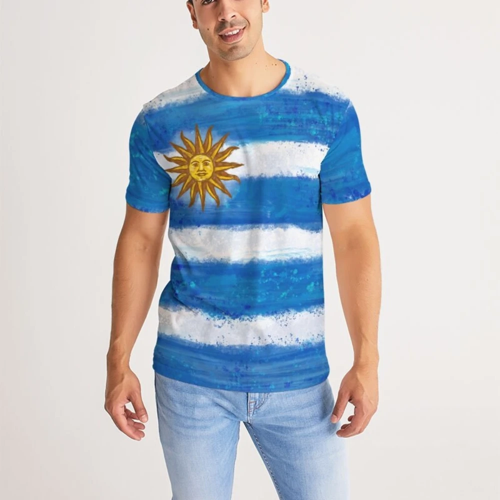 Fashion Uruguay Flag Graphic 3D Print Men T-shirt Summer O Collar Short Sleeve Street Loose Tops