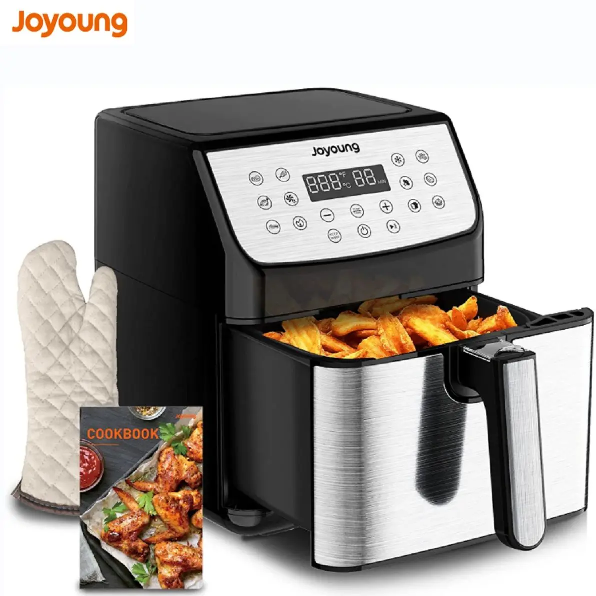JOYOUNG Nồi Chiên Không Dầu Air Fryer 5.8 Quai Nồi Chiên Không Dầu Air Fryer Tùy Chỉnh Thông Minh Chương Trình Nấu 13 Trong 1 Kỹ Thuật Số Màn Hình Cảm Ứng Không dính Nồi Chiên Không Dầu Air Fryer Rổ