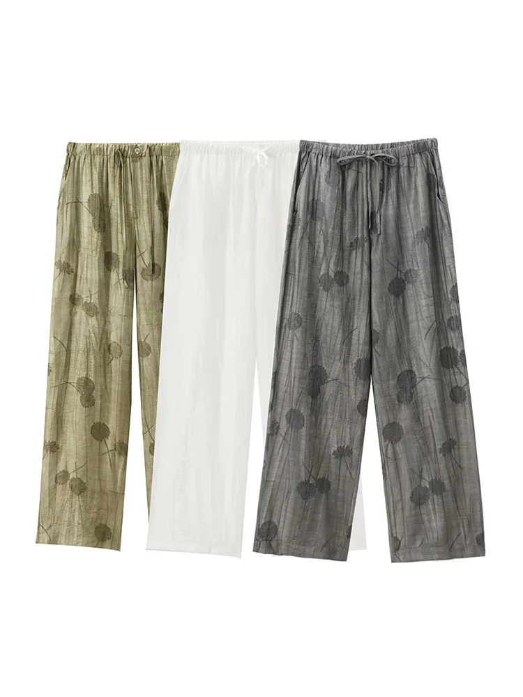 

2024 European and American style patterned wide-leg pants, versatile straight-leg pants, loose and slim, new pants for early aut