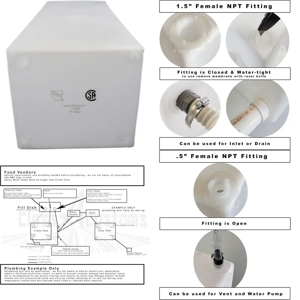 Zbiornik na wodę słodką o pojemności 75 litrów dla klasu A Customs T-7500