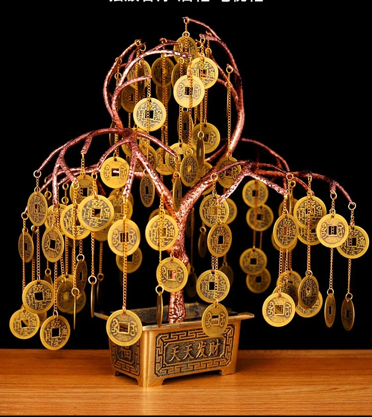 Copper Money Tree Ornaments, Copper Base, Copper Money, Fortune Tree, Living Room, Office, Home Decoration, Crafts