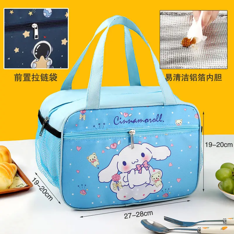 

Hello Kittys Sanrios Insulated Lunch Bag Kawaii My Melody Kuromi Cinnamoroll Widened Aluminum Foil Material Bento Bag Waterproof